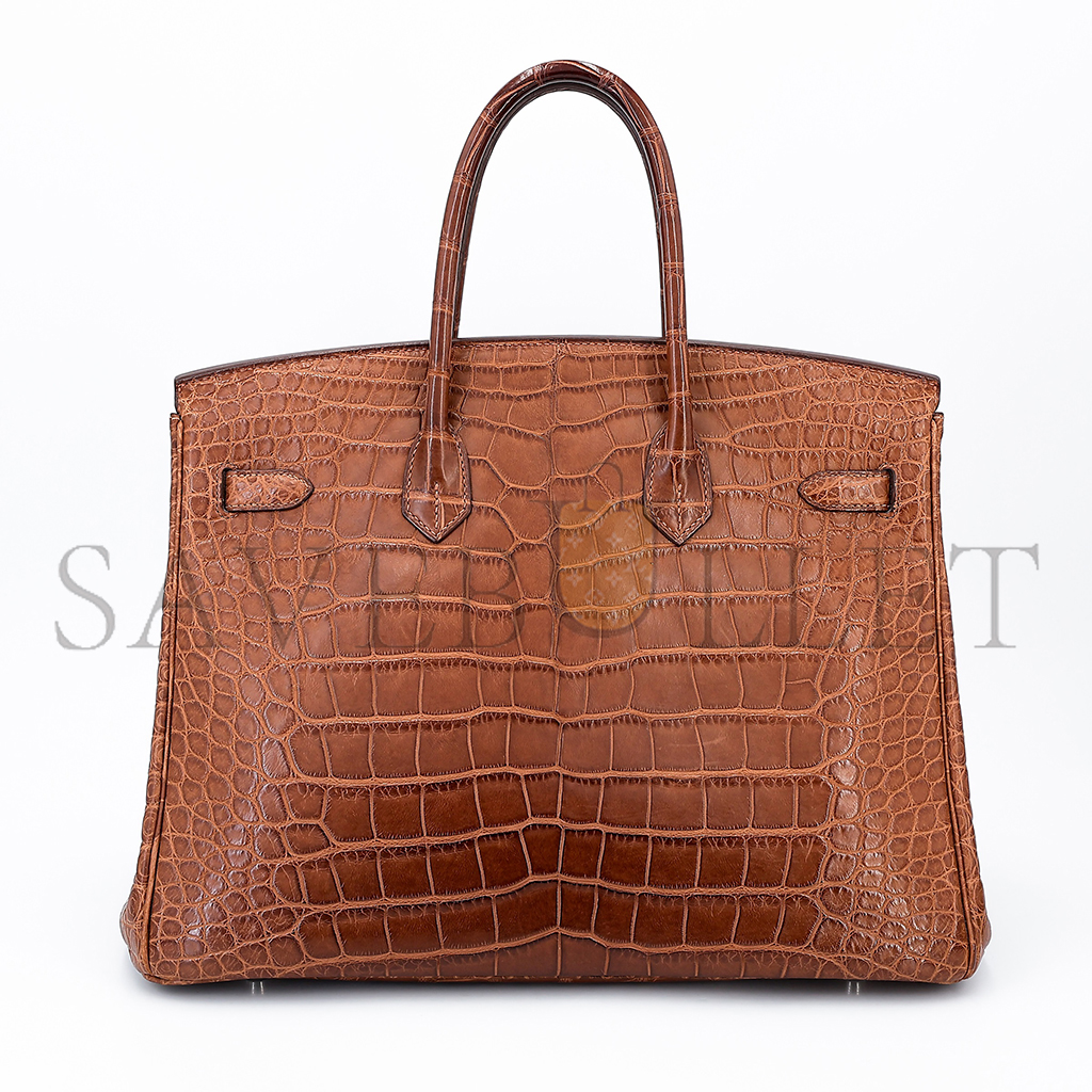 h**mes master birkin 35 crocodile leather G01den brown gold buckle h041367ck02 (35*28*18cm)